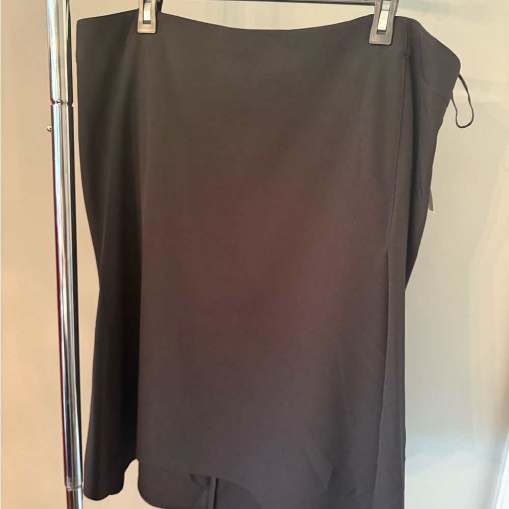 Kasper Black Midi Pencil Skirt with Asymmetrical Slit